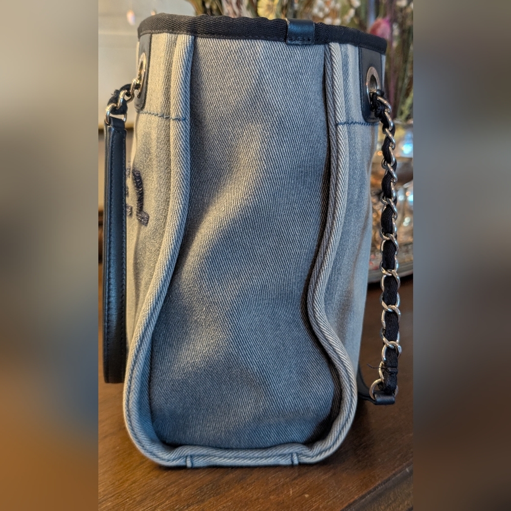 Chanel Blue‎ Denim Sequin Deauville Tote Bag - Picture 13 of 16
